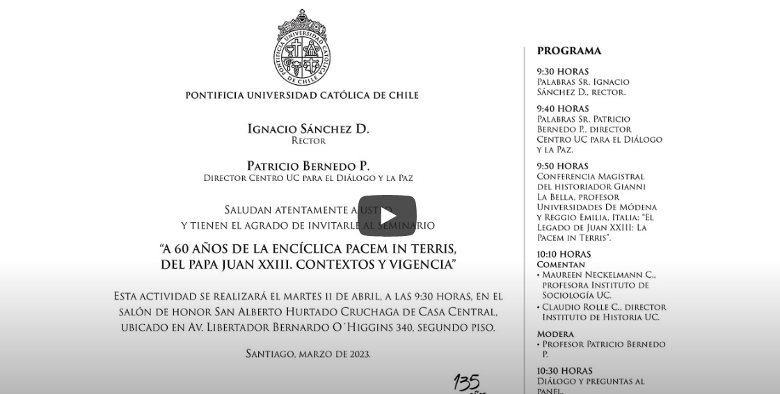A 60 años de la Encíclica Pacem in Terris, del Papa Juan XXIII. Contextos y Vigencia”: A 60 años de la Encíclica Pacem in Terris, del Papa Juan XXIII. Contextos y Vigencia